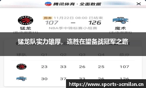 猛龙队实力雄厚，连胜在望备战冠军之路